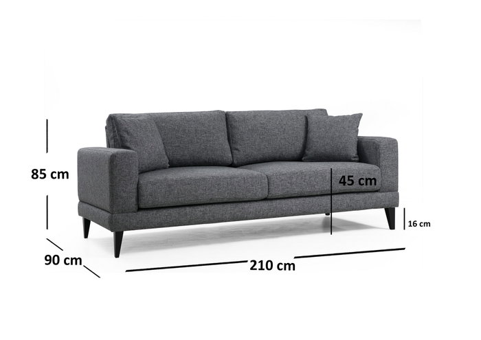 Atelier Del Sofa Sofá Cama 3 Plazas Gris Oscuro 210x90x85 cm